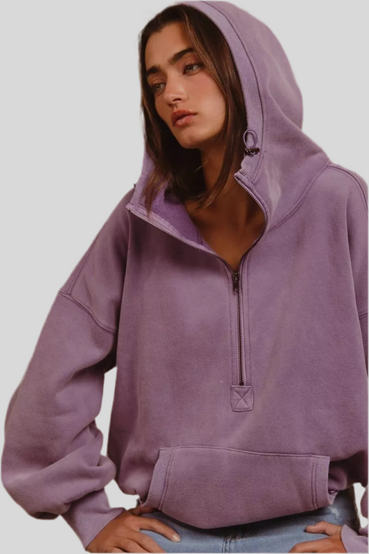 Suzi Boho Half Zip Fleece Hoodie