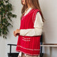 Bohemian Solid V-Neck Sleeveless Pocket Detail Sweater
