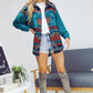 Bohemian Plaid Aztec Printed Button Down Long Sleeve Shirt Jacket