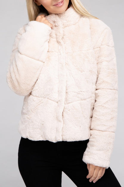 Bohemian Plush Fluffy Zip-Up Sweater Jacket