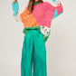 Bohemian Rocker Color Block Distressed Detail Pullover Sweater