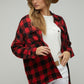 Bohemian Plaid Embroidered Peace Patch Button Down Jacket