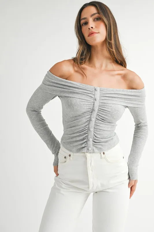 Bohemian Off-Shoulder Long Sleeve T-Shirt