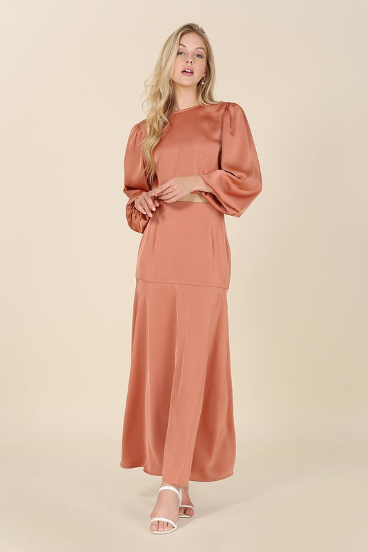 Bohemian Dressed Up Satin Two-Piece Mermaid Dress Set