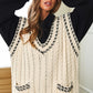 Bohemian Solid V-Neck Sleeveless Pocket Detail Sweater