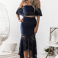 Boho Chic Off Shoulder Lace Crop Top and Skirt Dress