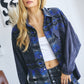 Bohemian Plaid Aztec Printed Button Down Long Sleeve Shirt Jacket