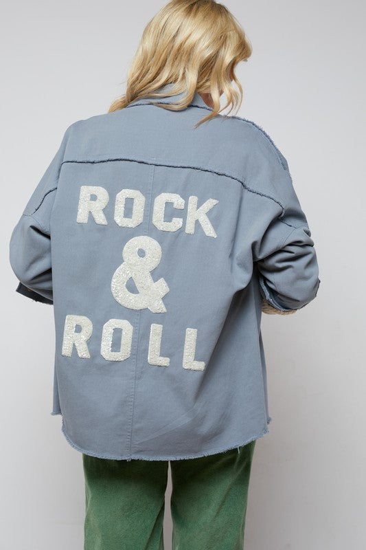 Bohemian Rock and Roll Sequin Long Sleeve Button Down Jacket