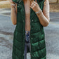 Bohemian Black Longline Hooded Sleeveless Puffer Vest