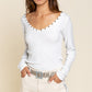 Bohemian POL Studded Ribbed V-Neck Top