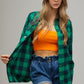 Bohemian Plaid Embroidered Peace Patch Button Down Jacket