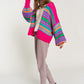 Bohemian Chunky Knit Multi-Striped Open Sweater Cardigan