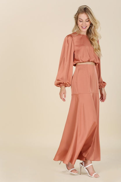 Bohemian Dressed Up Satin Two-Piece Mermaid Dress Set