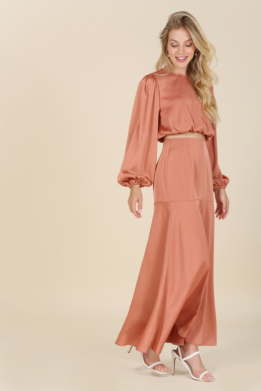 Bohemian Dressed Up Satin Two-Piece Mermaid Dress Set