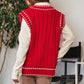 Bohemian Solid V-Neck Sleeveless Pocket Detail Sweater