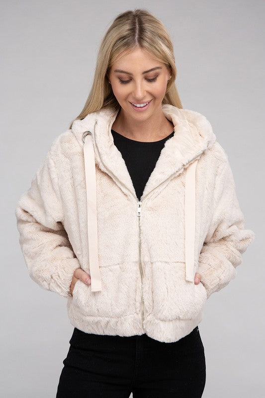 Bohemian Soft Plush Fluffy Zip-Up Teddy Hoodie – OliverandJade