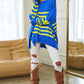 Bohemian Multi Striped Elbow Patch Loose Fit Sweater Top