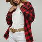 Bohemian Plaid Embroidered Peace Patch Button Down Jacket