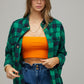 Bohemian Plaid Embroidered Peace Patch Button Down Jacket