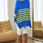 Bohemian Multi Striped Elbow Patch Loose Fit Sweater Top