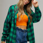 Bohemian Plaid Embroidered Peace Patch Button Down Jacket