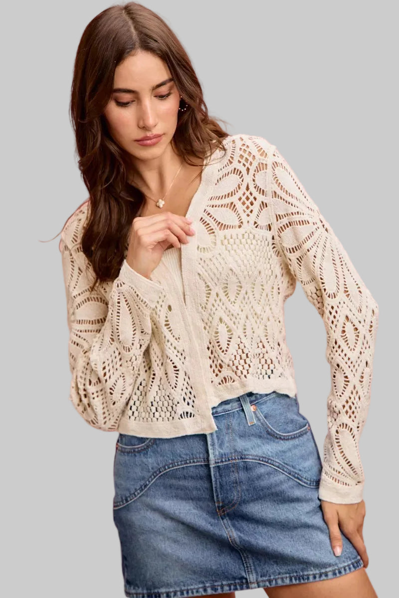 Ada Boho Crochet Knit Cardigan Sweater