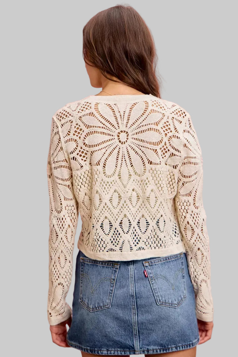 Ada Boho Crochet Knit Cardigan Sweater