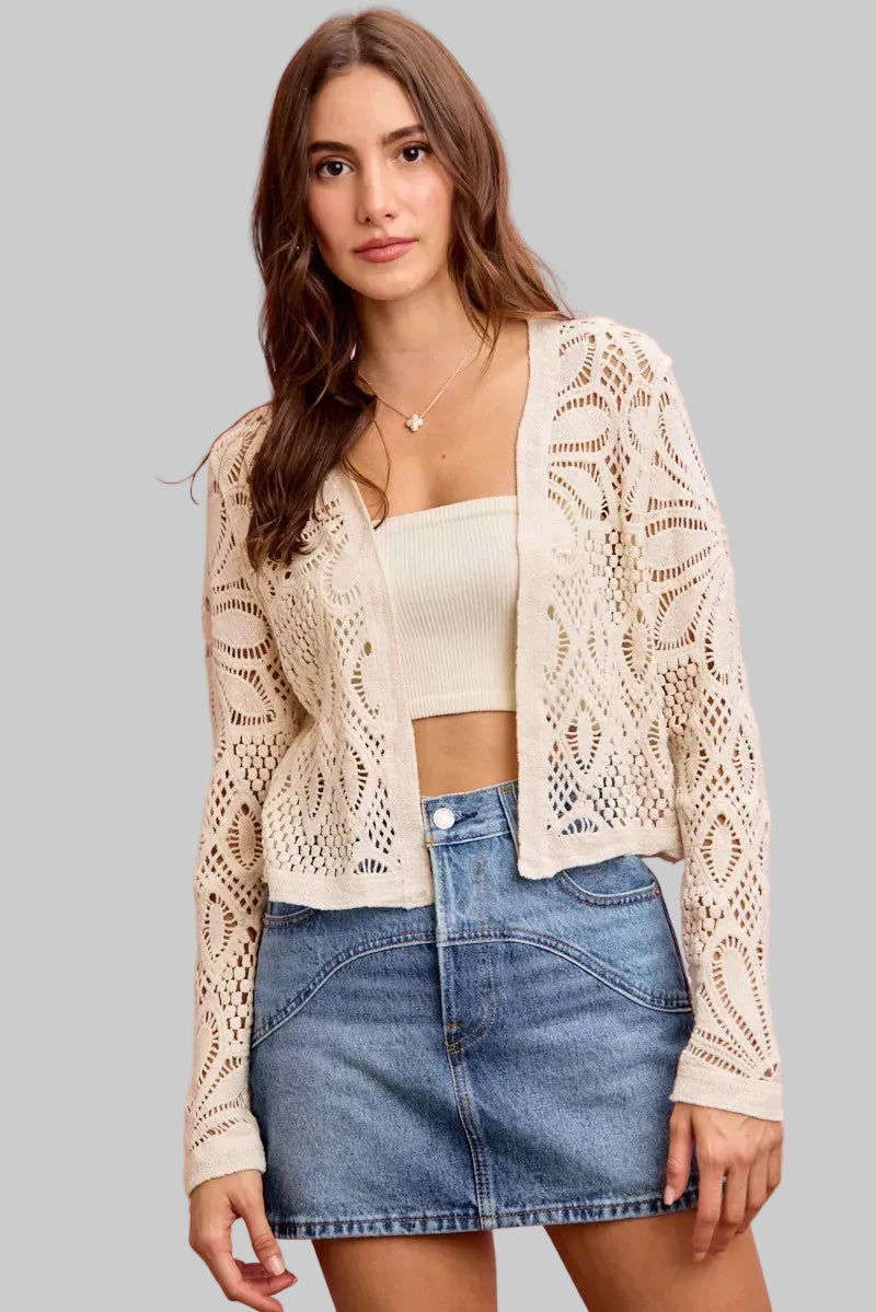 Ada Boho Crochet Knit Cardigan Sweater