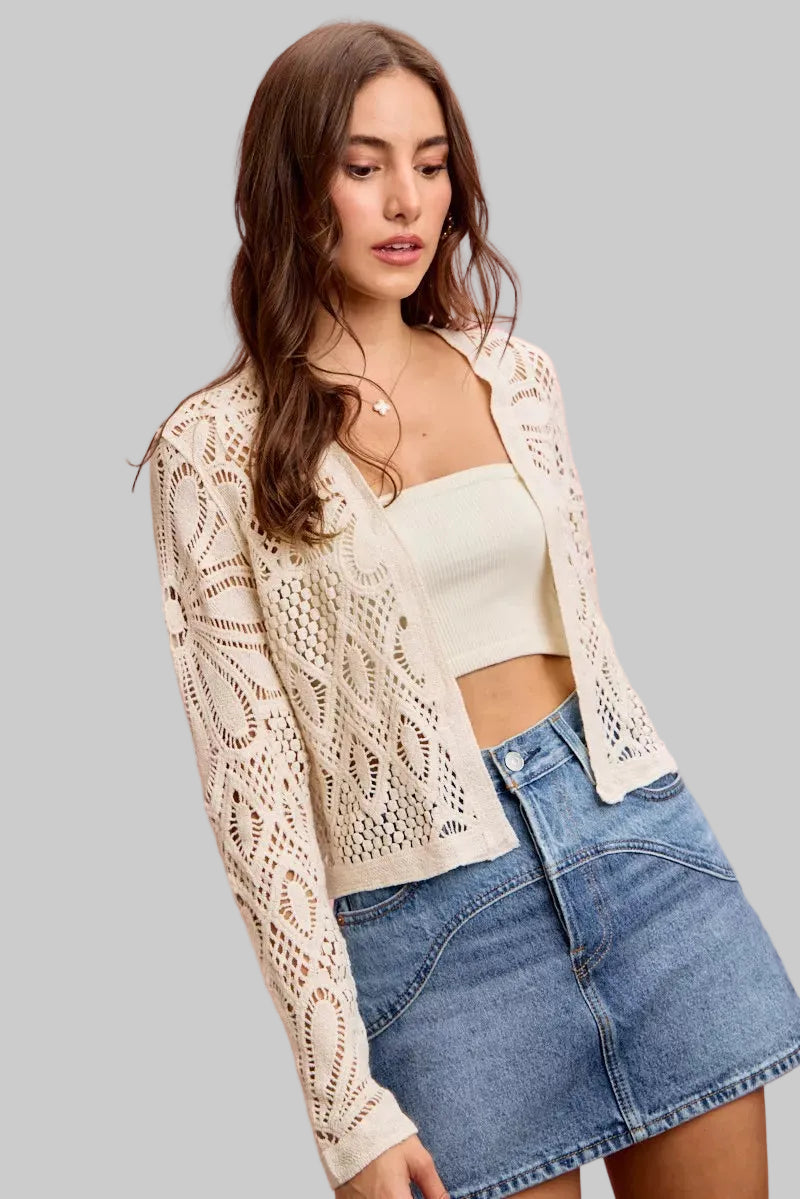 Ada Boho Crochet Knit Cardigan Sweater