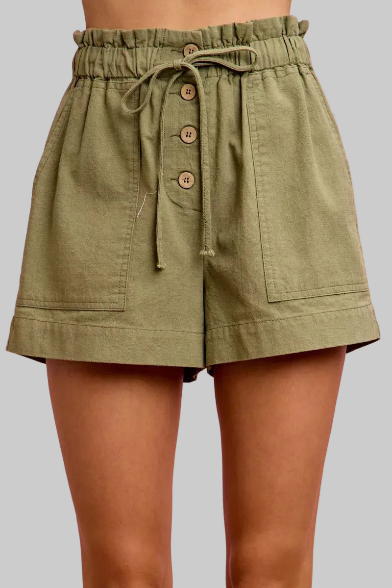 Adaline Paper Bag Drawstring Twill Shorts