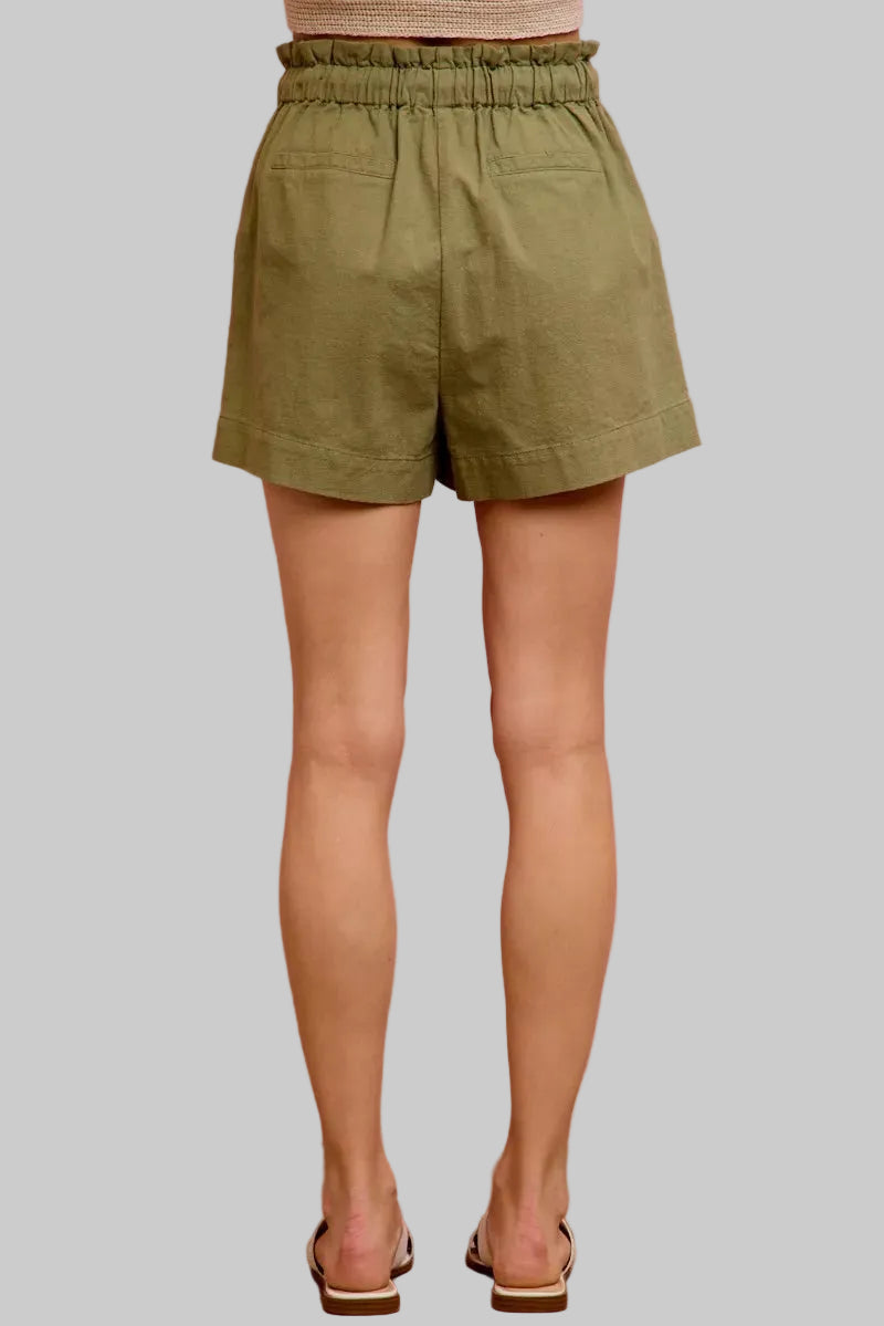 Adaline Paper Bag Drawstring Twill Shorts
