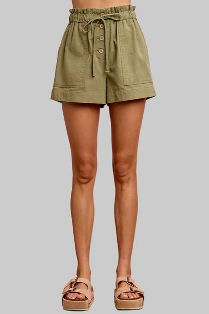 Adaline Paper Bag Drawstring Twill Shorts