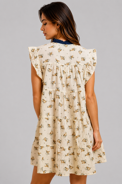 Akira Floral Tiered Ruffle Mini Dress