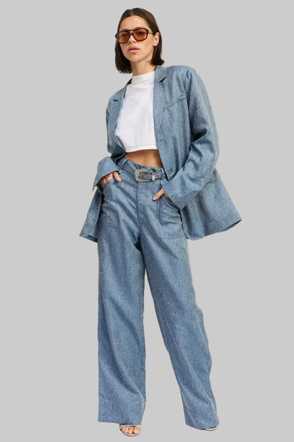 Alana Oversized Denim Blue Blazer