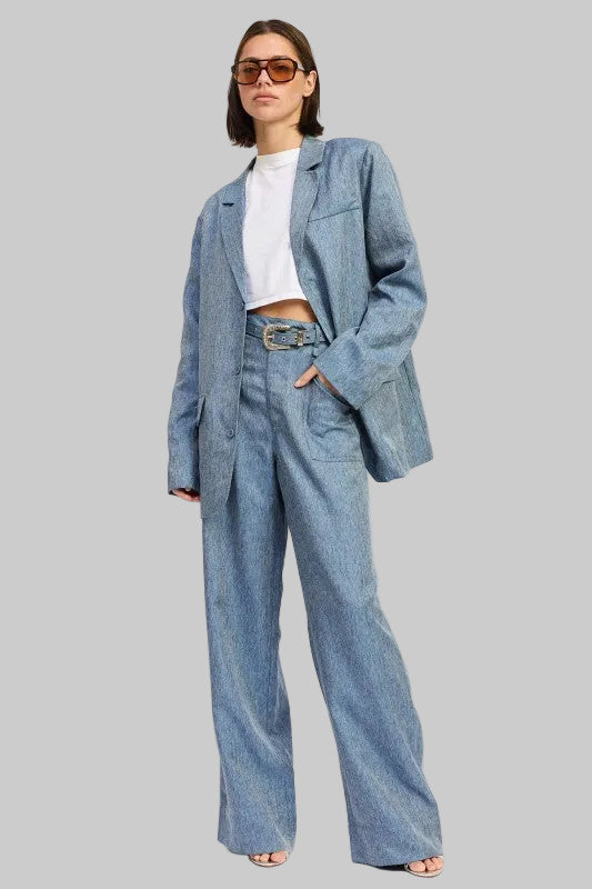 Alana Oversized Denim Blue Blazer