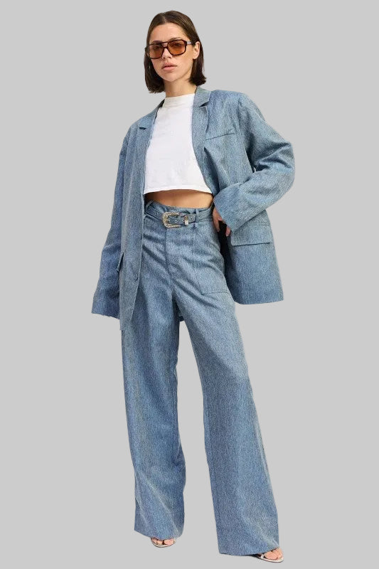 Alana Oversized Denim Blue Blazer