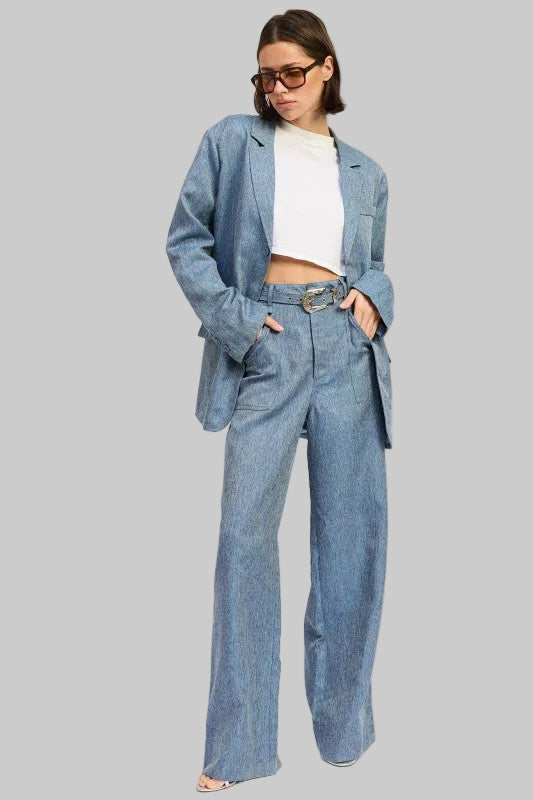 Alana Oversized Denim Blue Blazer