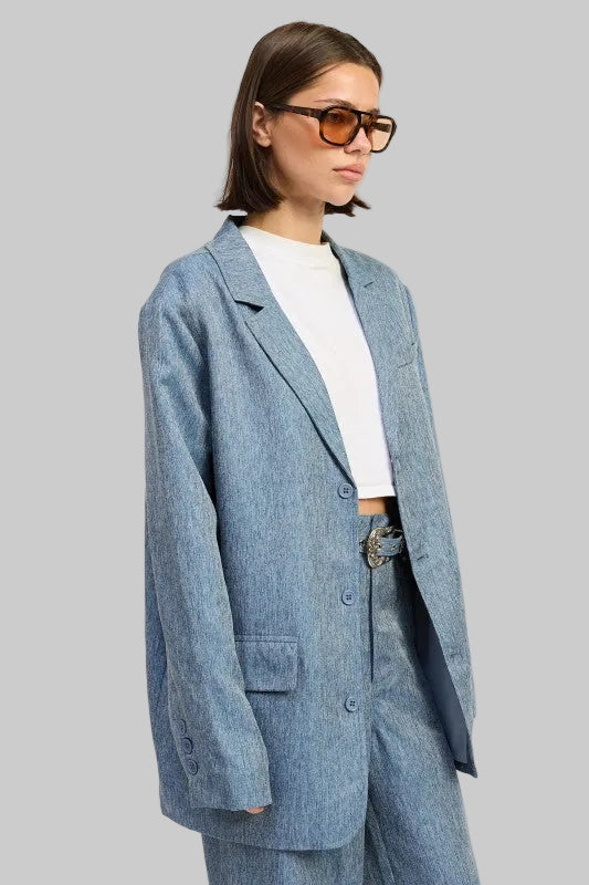 Alana Oversized Denim Blue Blazer