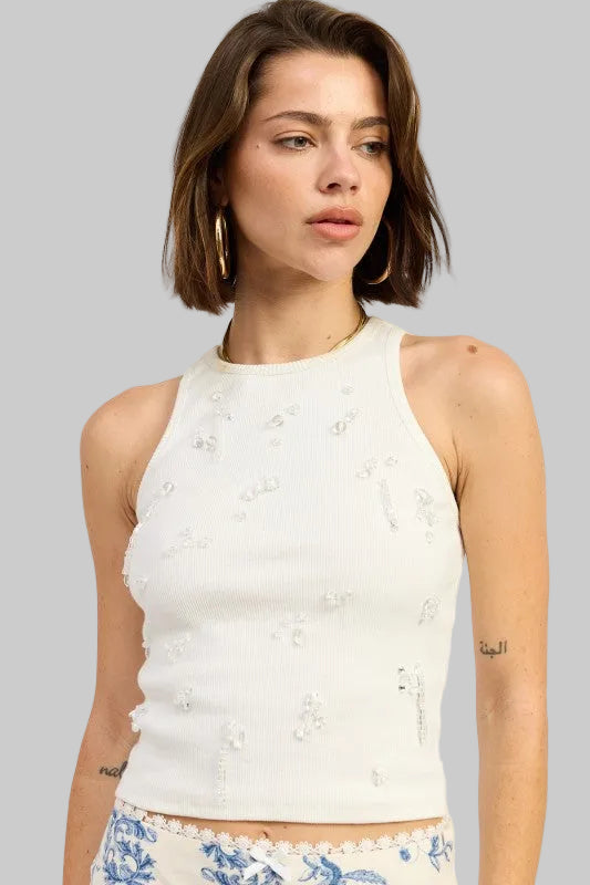Alani Boho Racerback Beaded Tank Top