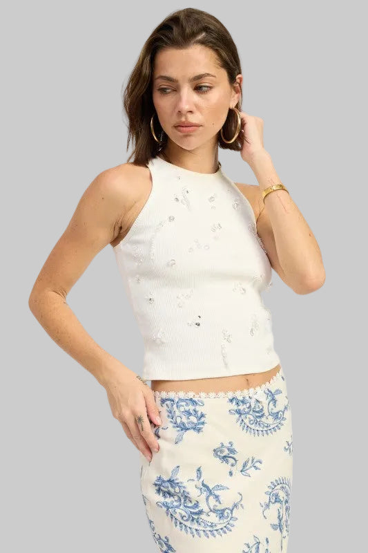 Alani Boho Racerback Beaded Tank Top