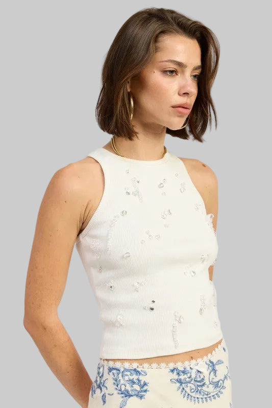 Alani Boho Racerback Beaded Tank Top