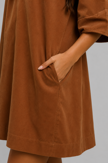 Aleah Corduroy V-Neck Dress 