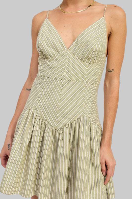 Alina Striped Ruffle Mini Dress