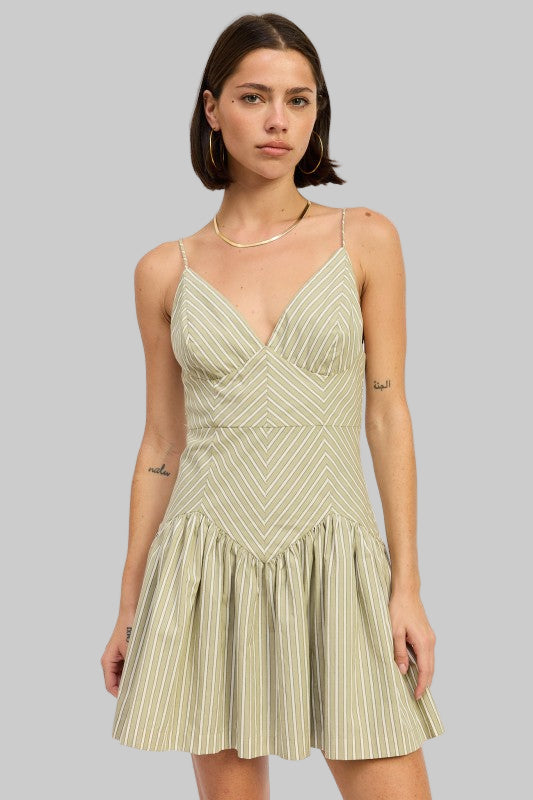 Alina Striped Ruffle Mini Dress