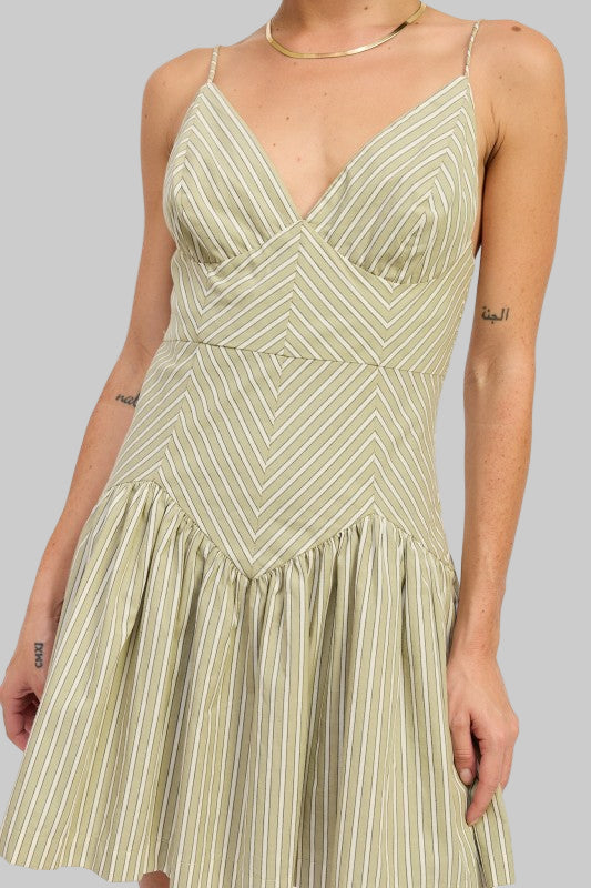 Alina Striped Ruffle Mini Dress
