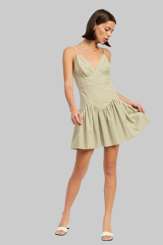 Alina Striped Ruffle Mini Dress