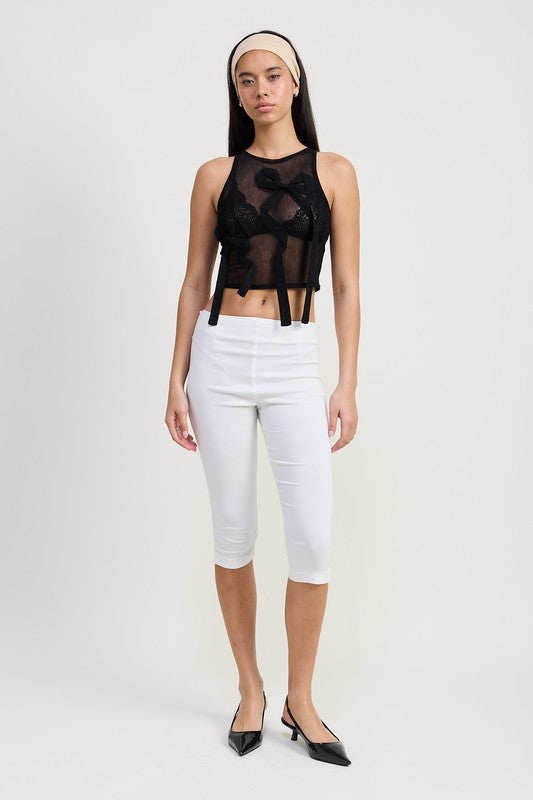 Allison Bohemian Sheer Bow Cropped Top
