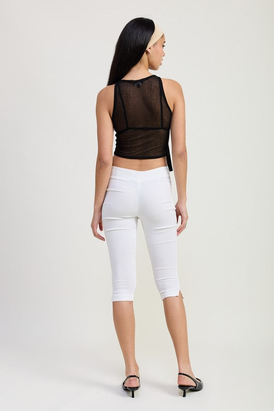 Allison Bohemian Sheer Bow Cropped Top