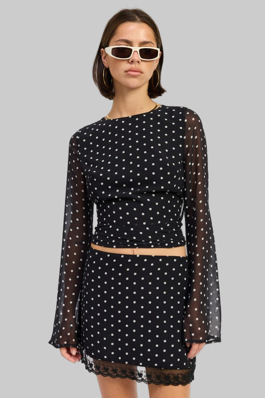 Amara Cropped Polka Dot Open Back Top