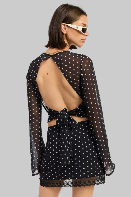 Amara Cropped Polka Dot Open Back Top